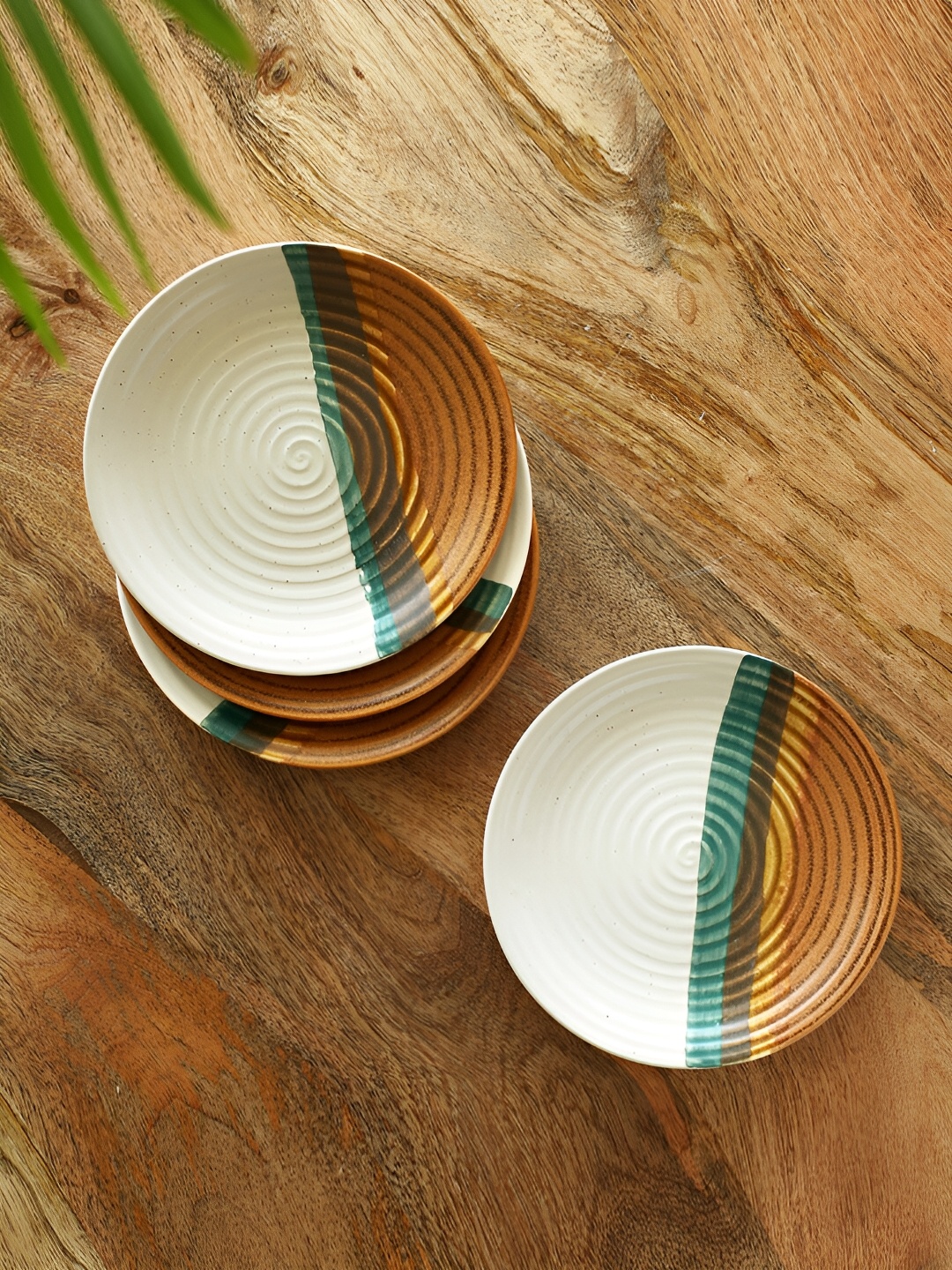 

ExclusiveLane Zen Garden White 4 Pieces Matte Finish Hand Glazed Ceramic Quarter Plates