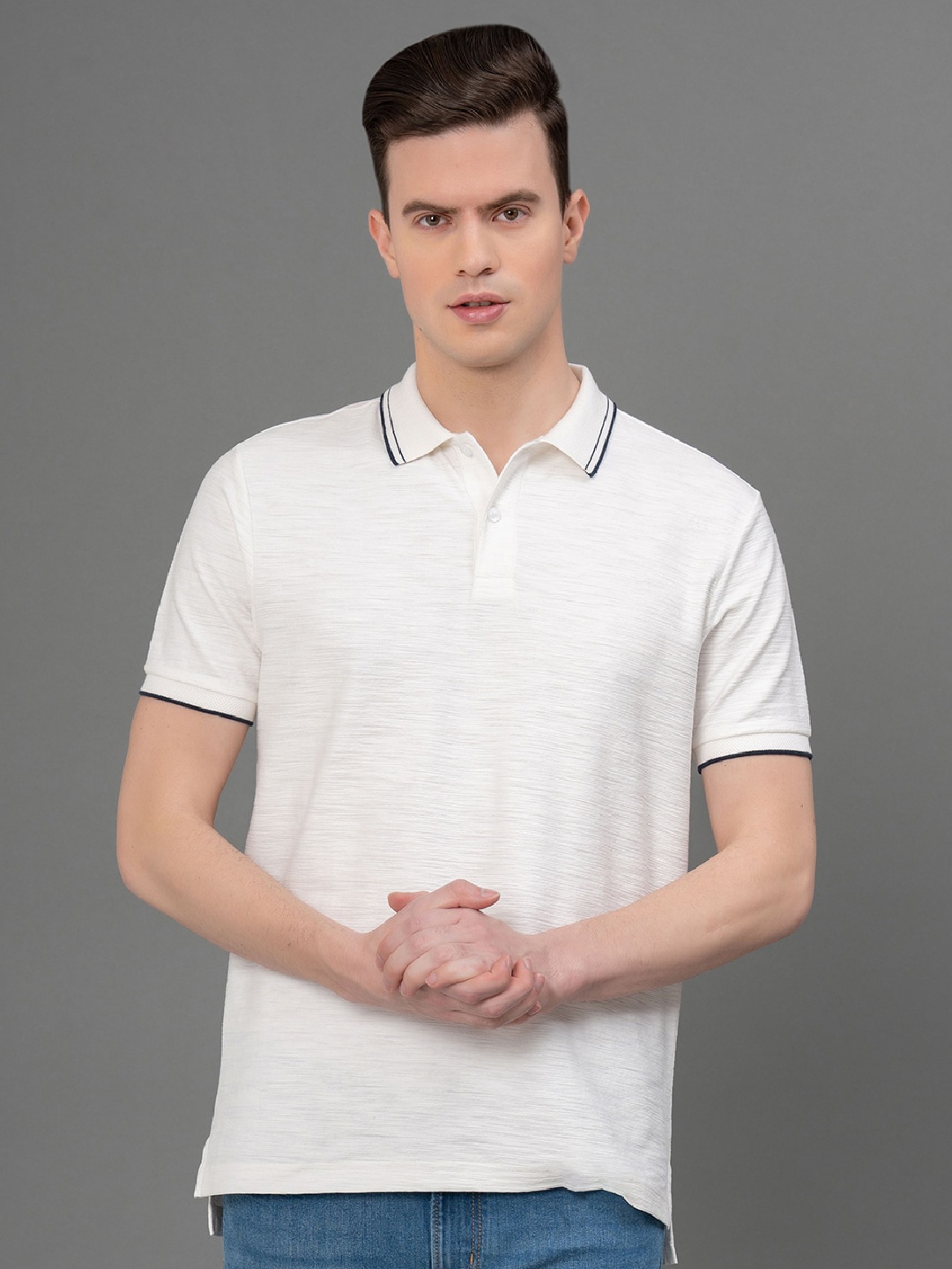 

Red Tape Polo Collar Short Sleeves Cotton T-shirt, White