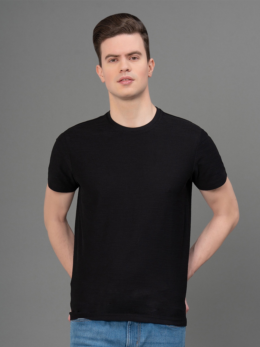 

Red Tape Round Neck Short Sleeves Cotton T-shirt, Black