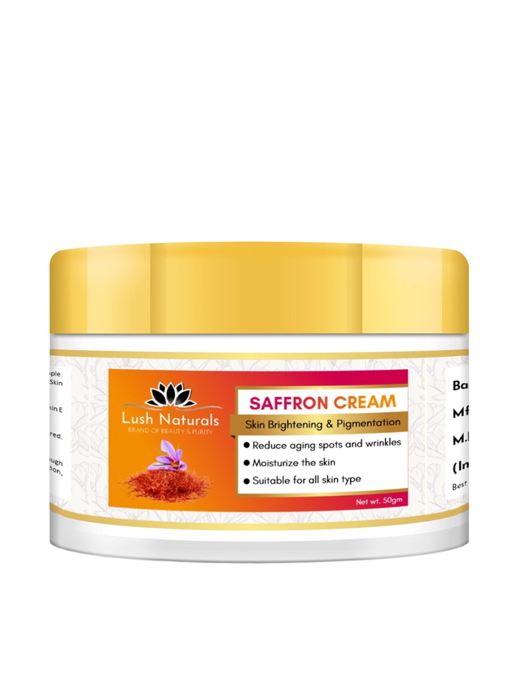 

Lush Naturals Skin Brightening & Pigmentation Saffron Cream - 50 g, Orange