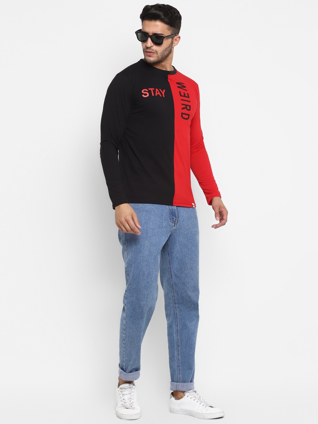 

Bukkl Typography Printed Round Neck Cotton Slim Fit T-shirt, Red