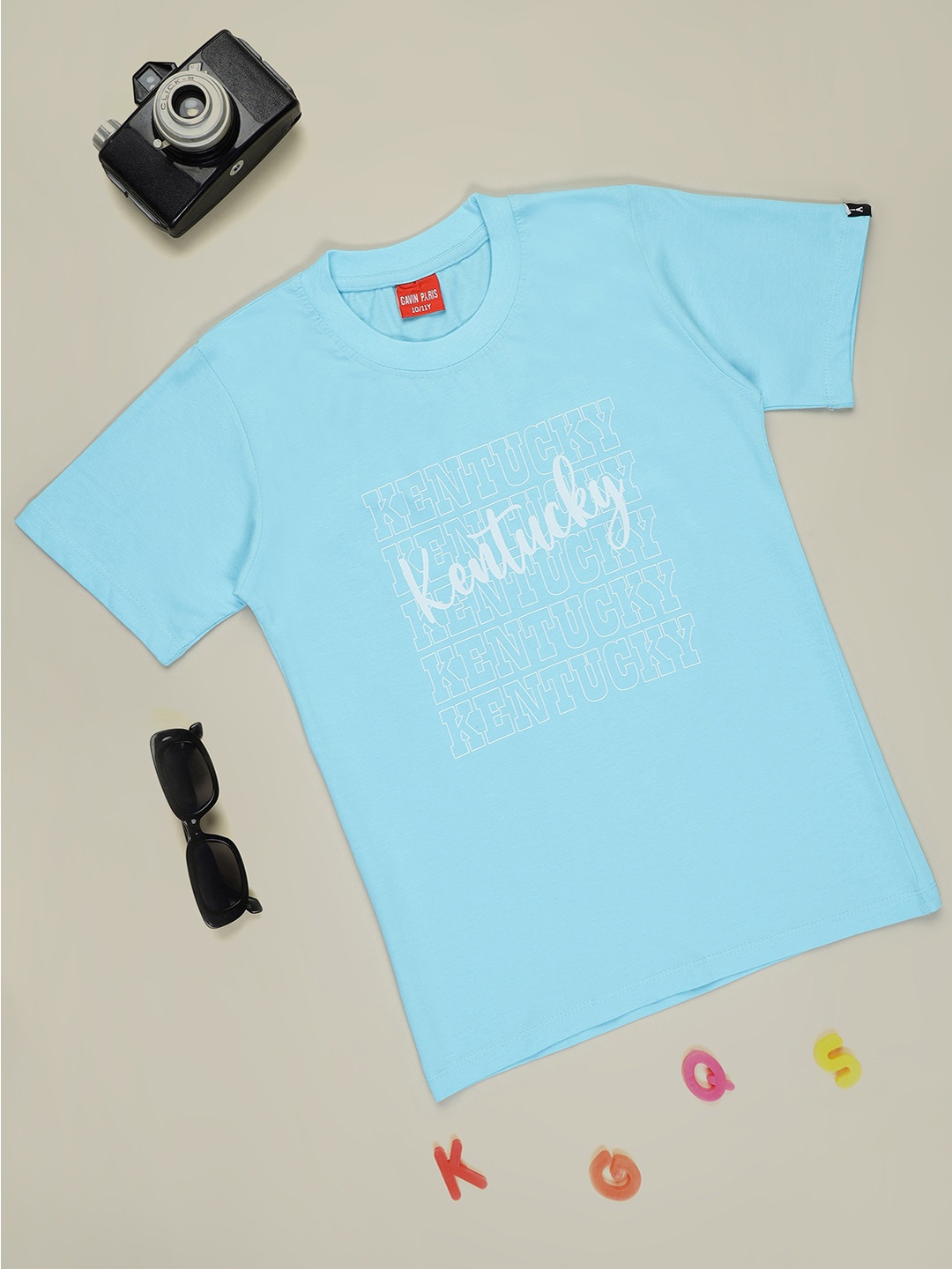 

Gavin Paris Boys Typography Printed Round Neck Pure Cotton Bio Finish T-shirt, Blue
