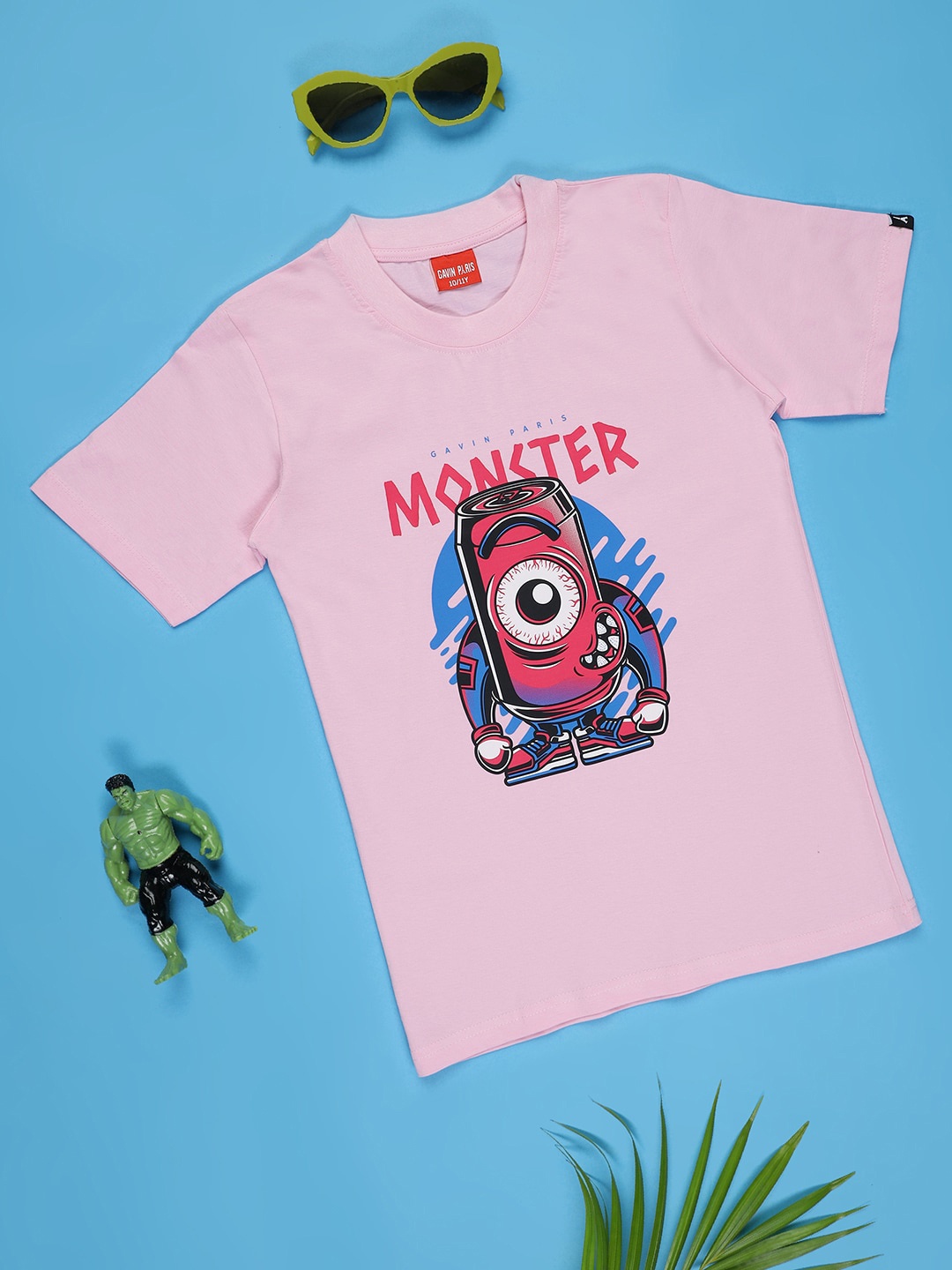 

Gavin Paris Boys Graphic Printed Round Neck Pure Cotton T-shirt, Pink