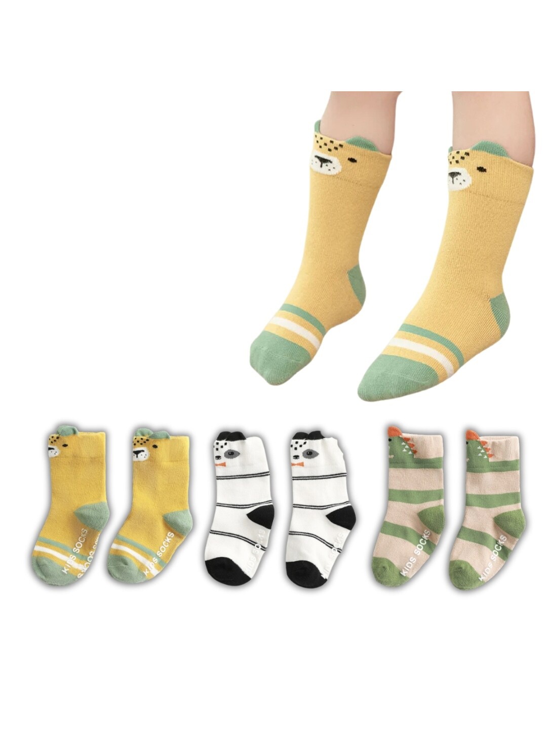 

iSWEVEN Kids Pack Of 3 Cotton Breathable Above Ankle Length Socks, Yellow