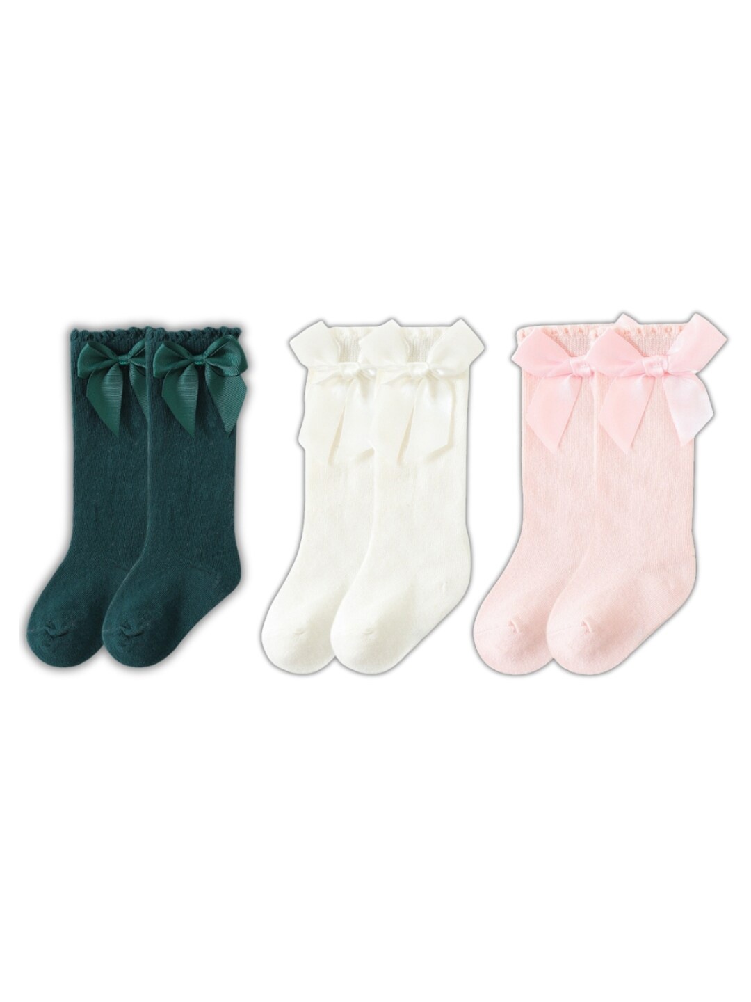 

iSWEVEN Kids Pack Of 3 Knee Length Socks, Green