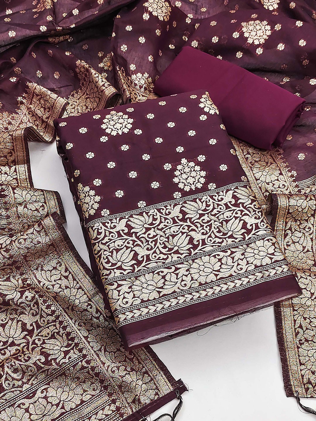 

MANVAA Unstitched Dress Material, Purple