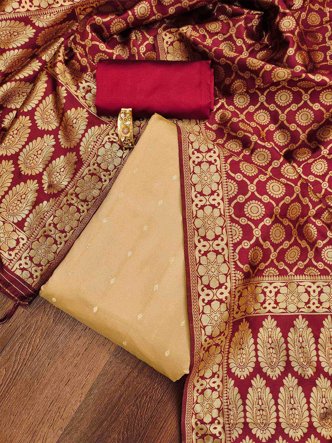 

MANVAA Unstitched Dress Material, Beige