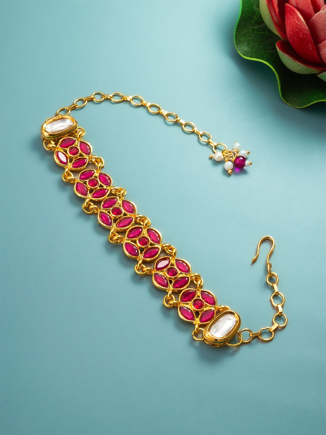 

aadita Gold-Plated Crystals Studded Wraparound Bracelet