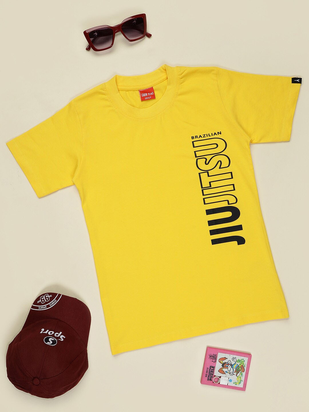 

Gavin Paris Boys Typography Printed Round Neck Bio Finish Pure Cotton T-shirt, Yellow