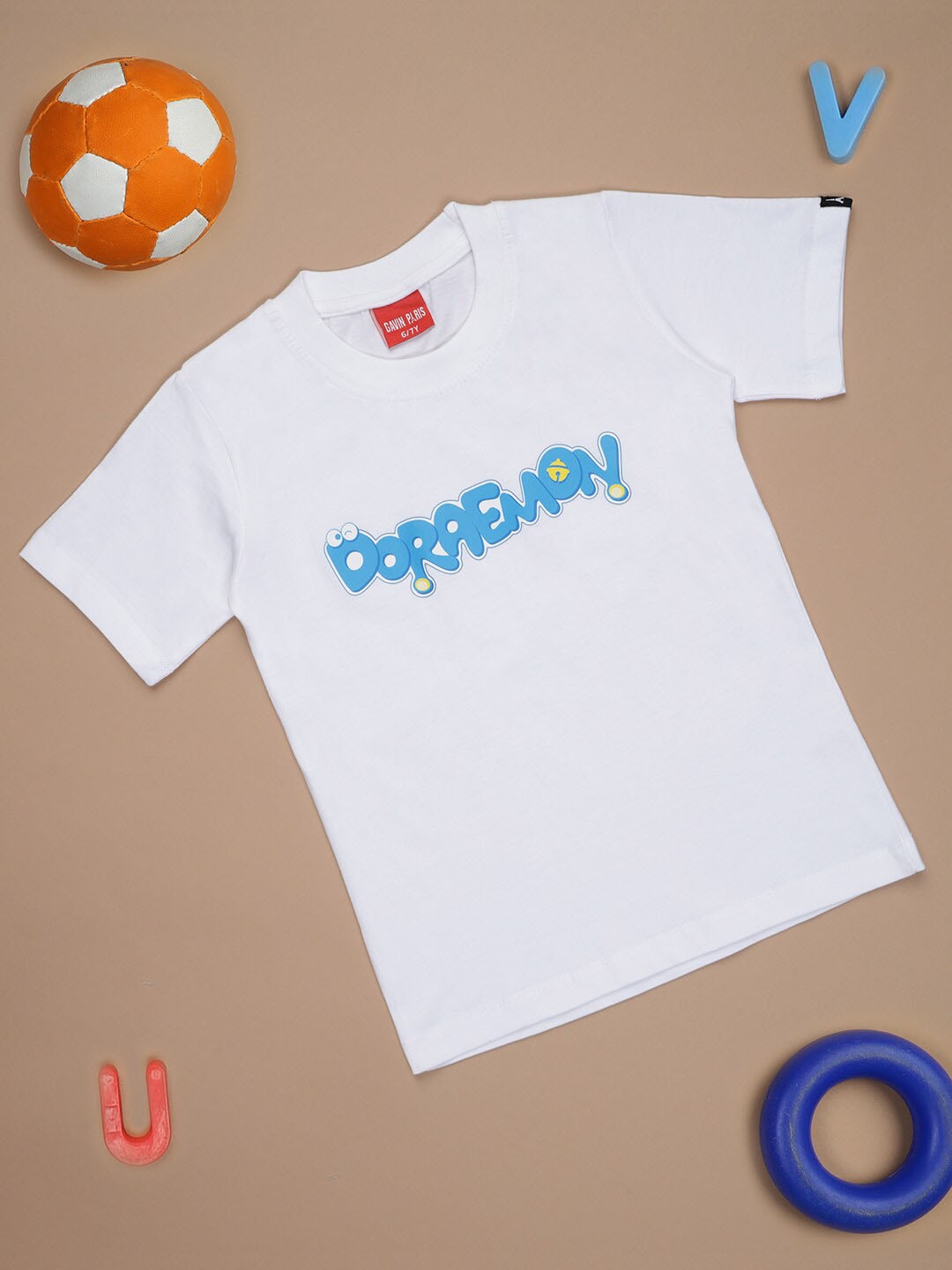 

Gavin Paris Boys Doraemon Printed Bio Finish Pure Cotton T-shirt, White