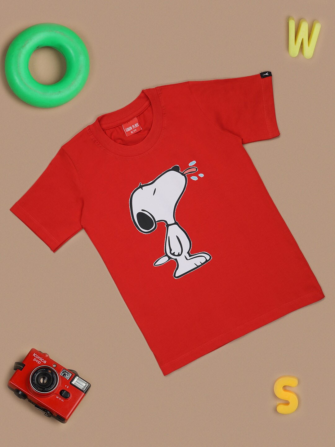 

Gavin Paris Boys Snoopy Printed Bio Finish Pure Cotton T-shirt, Red