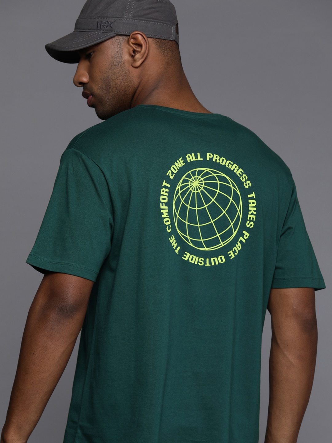 

HRX by Hrithik Roshan Men Printed Relaxed Fit Pure Cotton T-shirt, Green