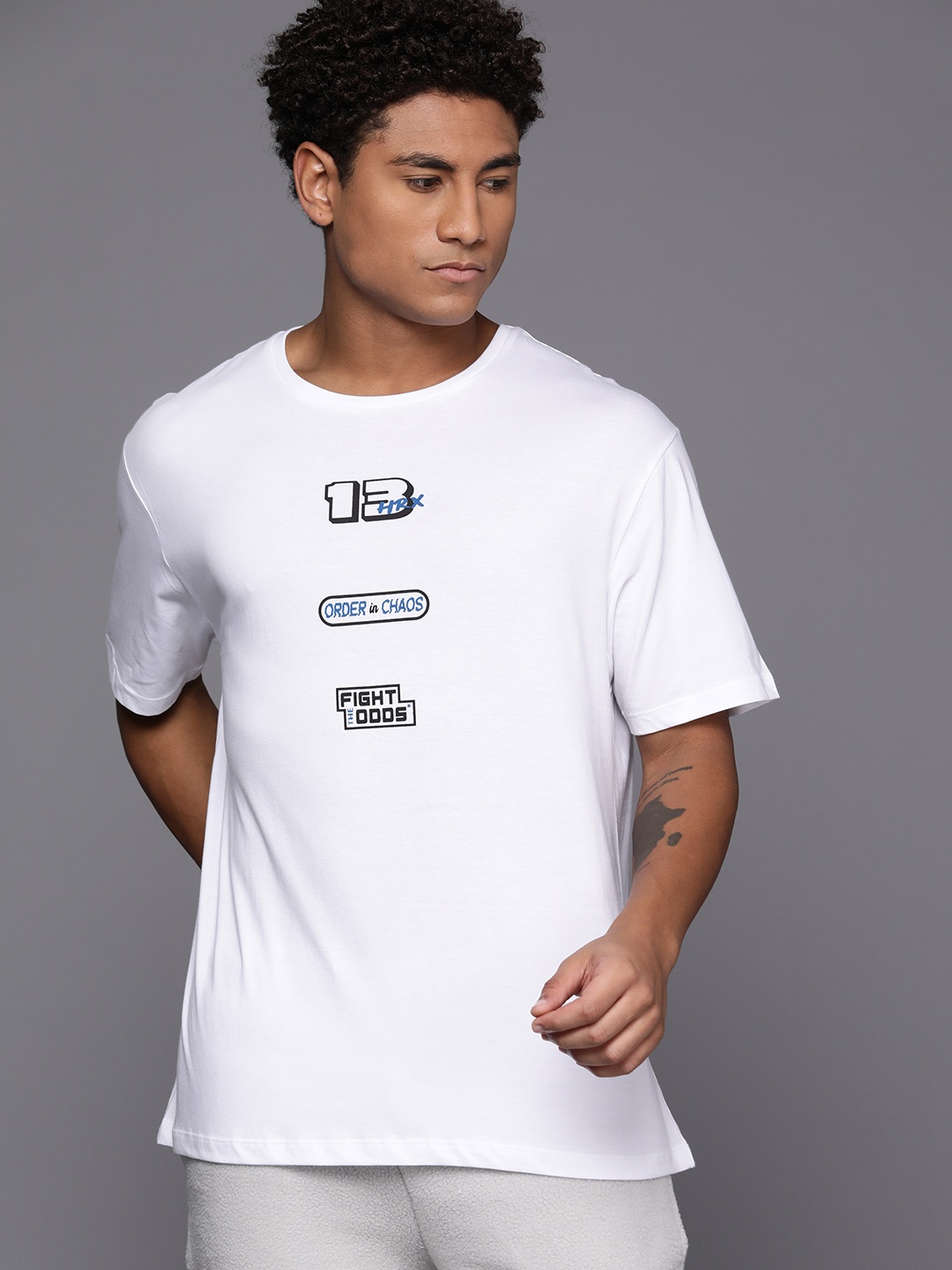 

HRX by Hrithik Roshan Men Typography Printed Pure Cotton T-shirt, White