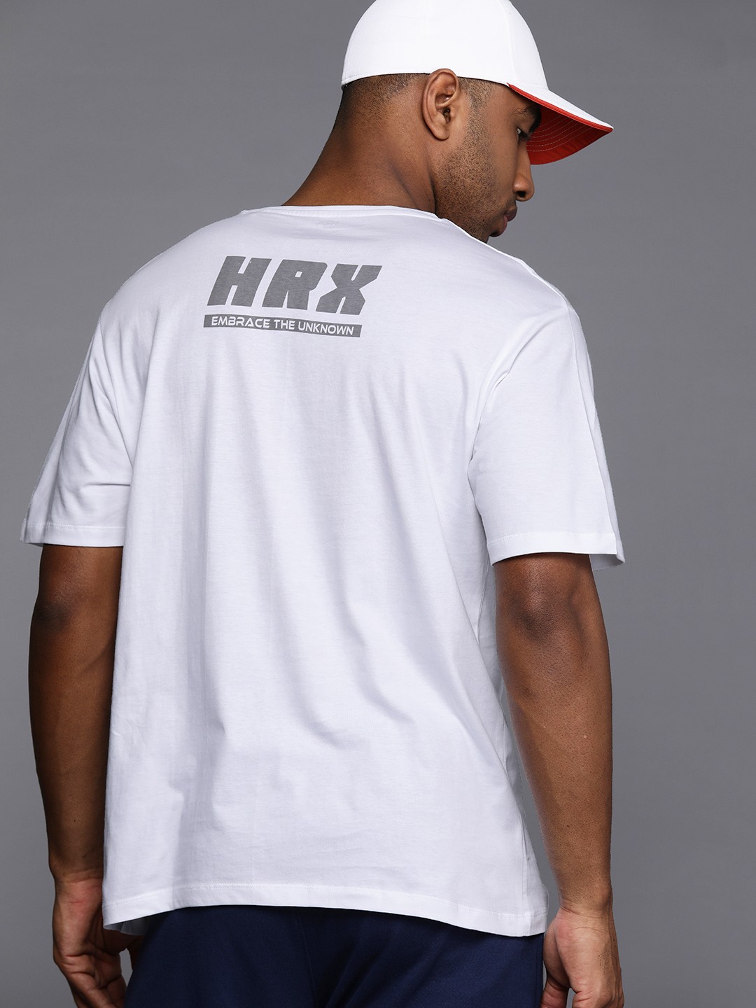 

HRX by Hrithik Roshan Men Brand Logo Printed Relaxed Fit Pure Cotton T-shirt, White