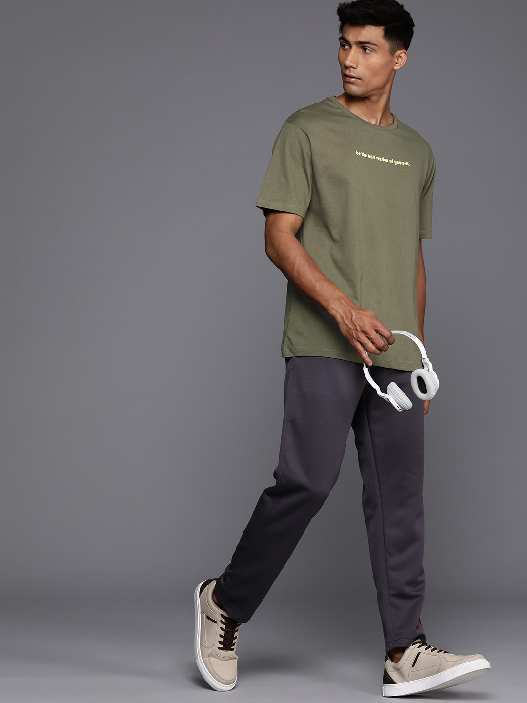 

HRX by Hrithik Roshan Men Typography Printed Relaxed Fit Pure Cotton T-shirt, Olive