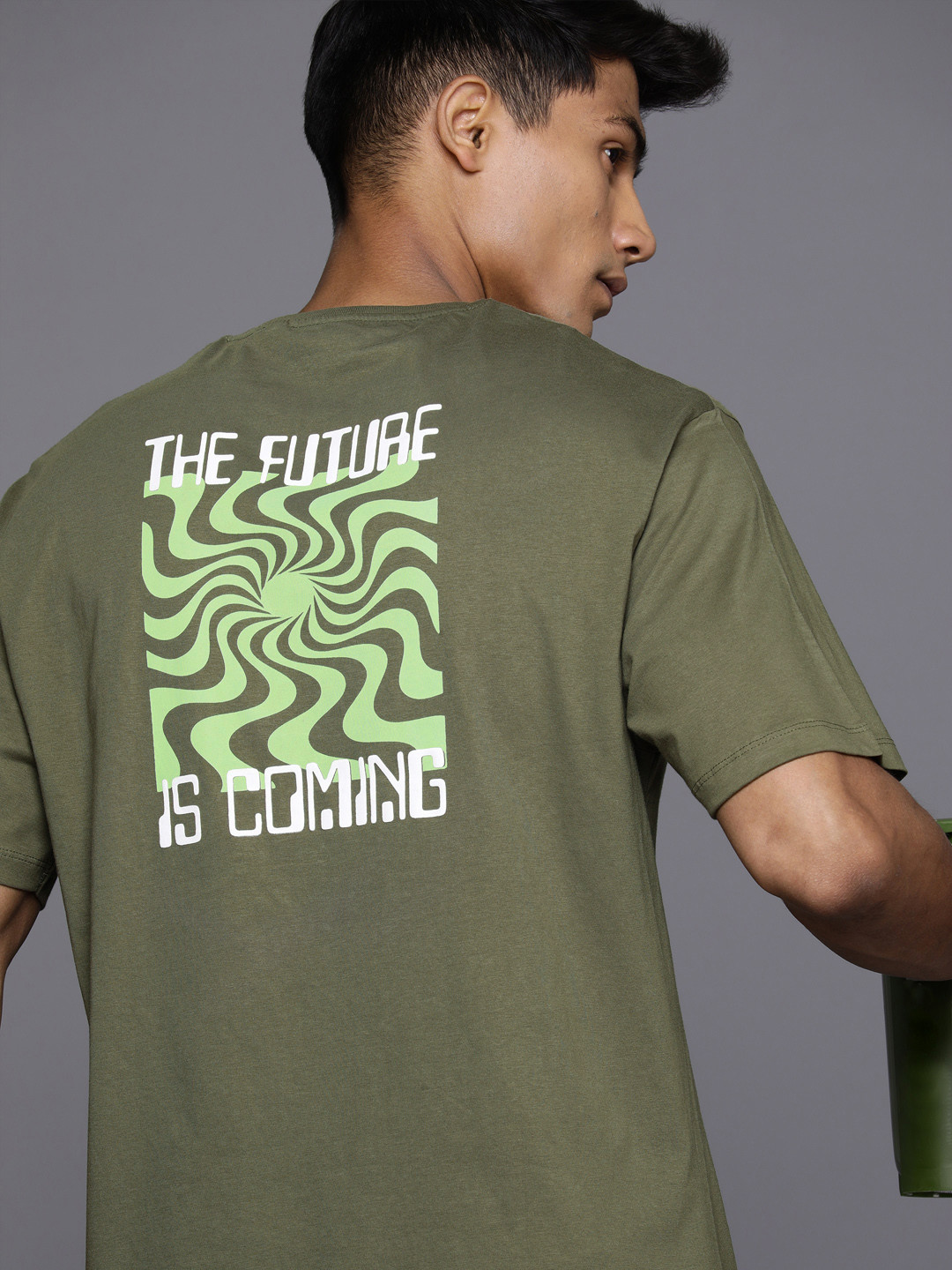 

HRX by Hrithik Roshan Men Printed Relaxed Fit Pure Cotton T-shirt, Olive