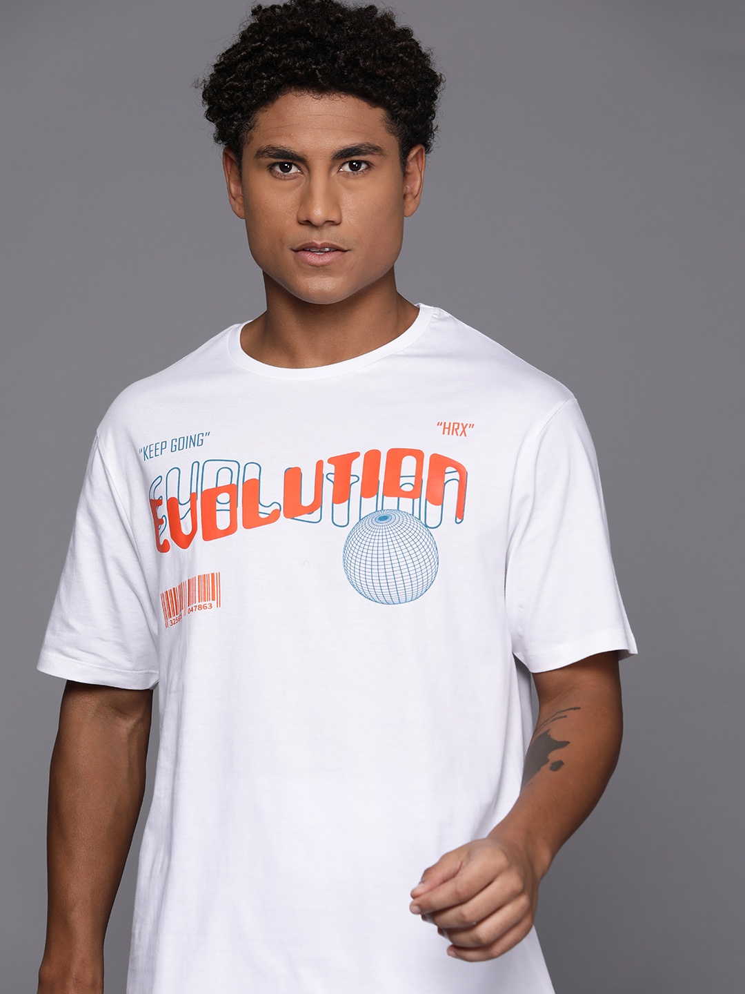 

HRX by Hrithik Roshan Men Typography Printed Pure Cotton T-shirt, White