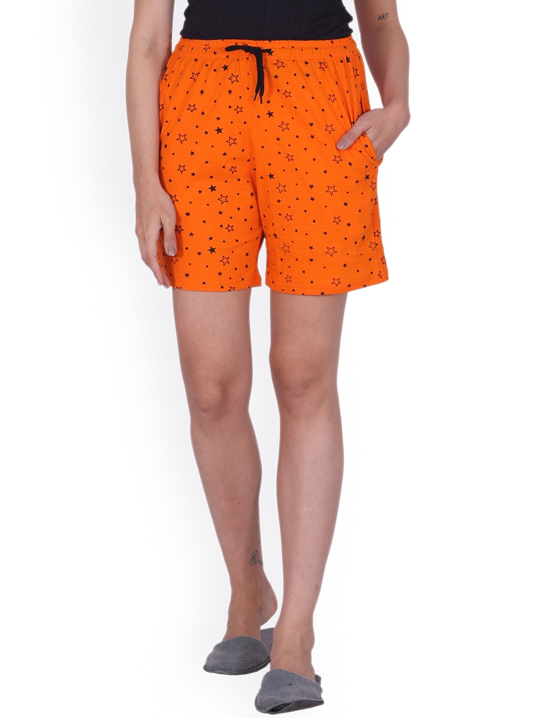 

BAESD Women Conversational Printed High-Rise Shorts, Orange