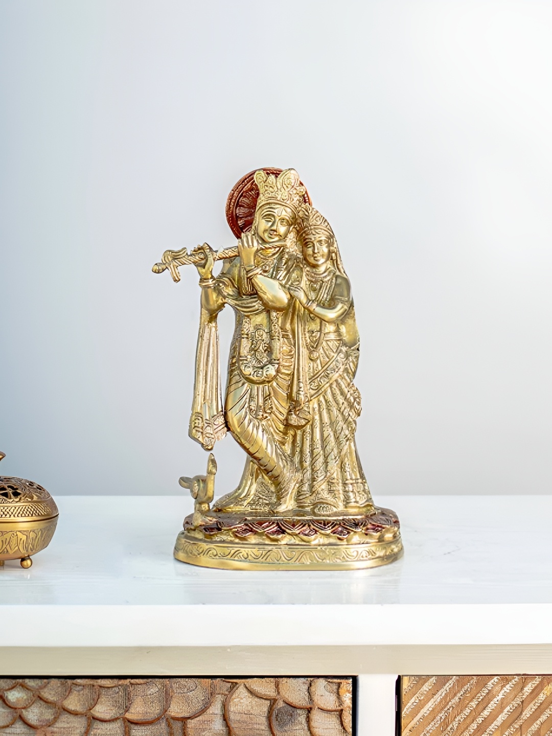 

THEDECORKART Gold Toned Religious Brass Idol Showpiece