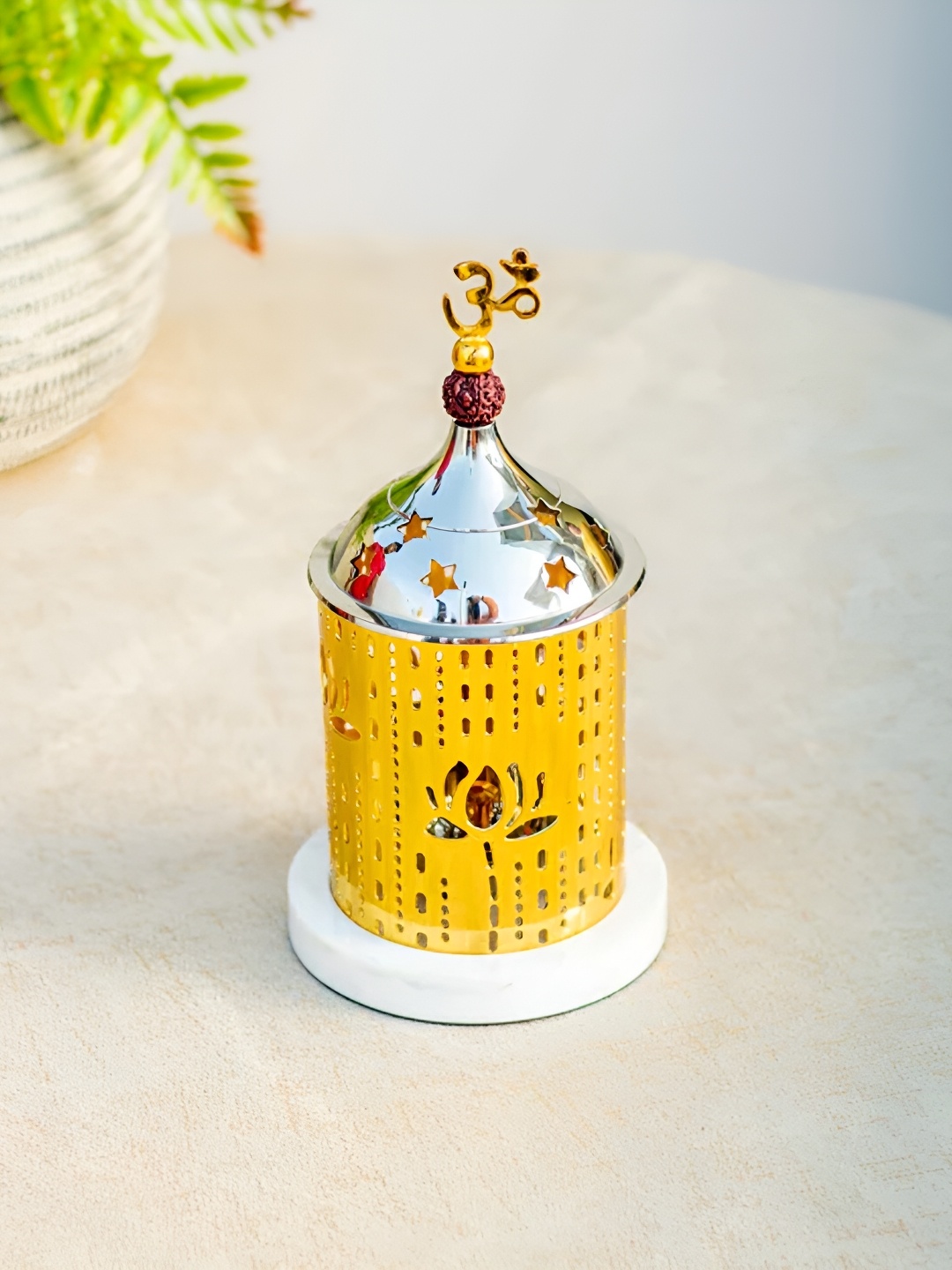 

THEDECORKART Yellow & Silver Toned Religious Brass Idol Showpiece