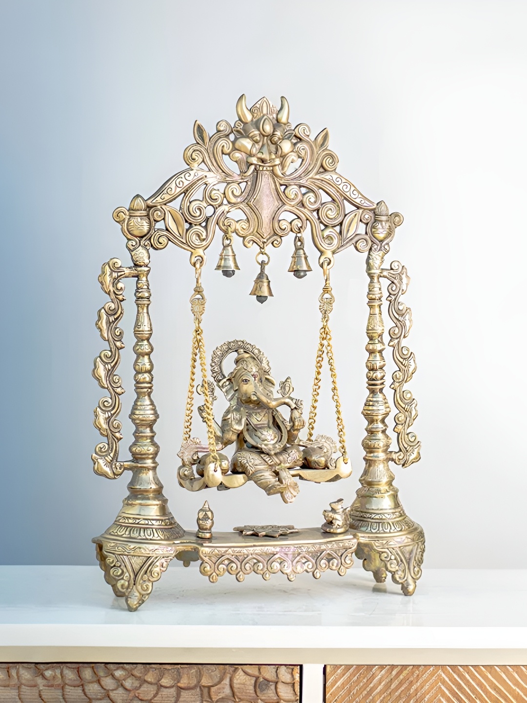 

THEDECORKART Gold Toned Religious Brass Idol Showpiece