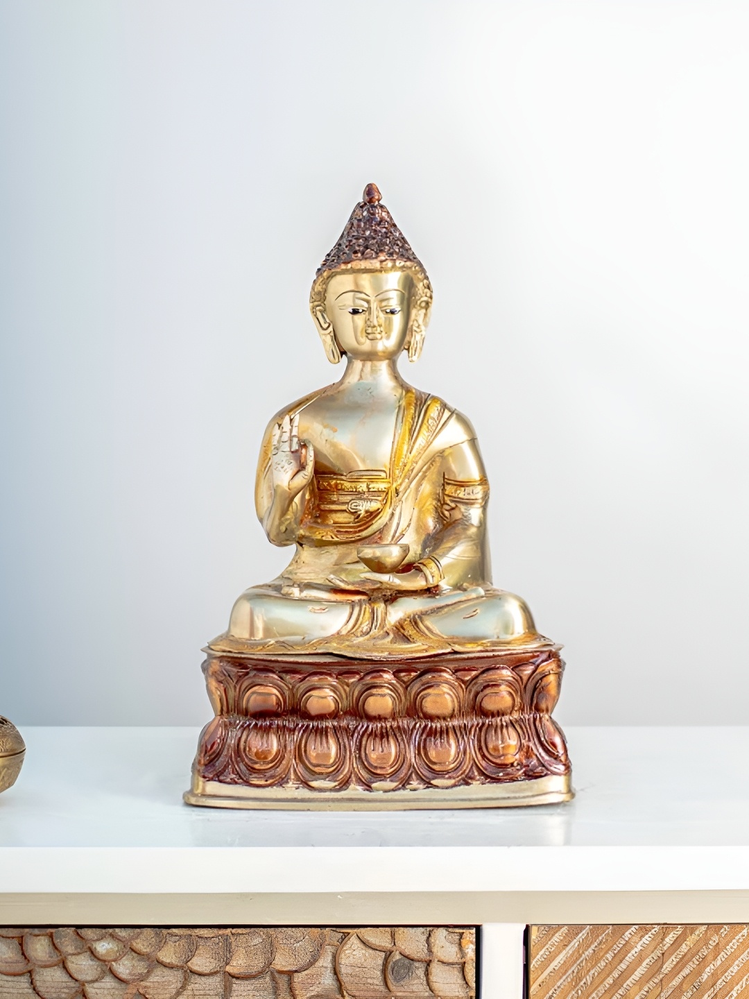 

THEDECORKART Gold Toned & Brown Religious Brass Idol Showpiece
