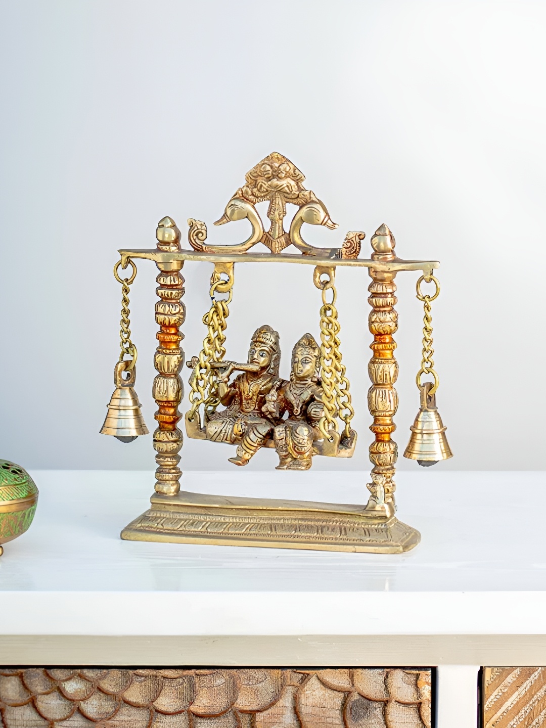 

THEDECORKART Gold-Toned Religious Idol Showpiece, Beige