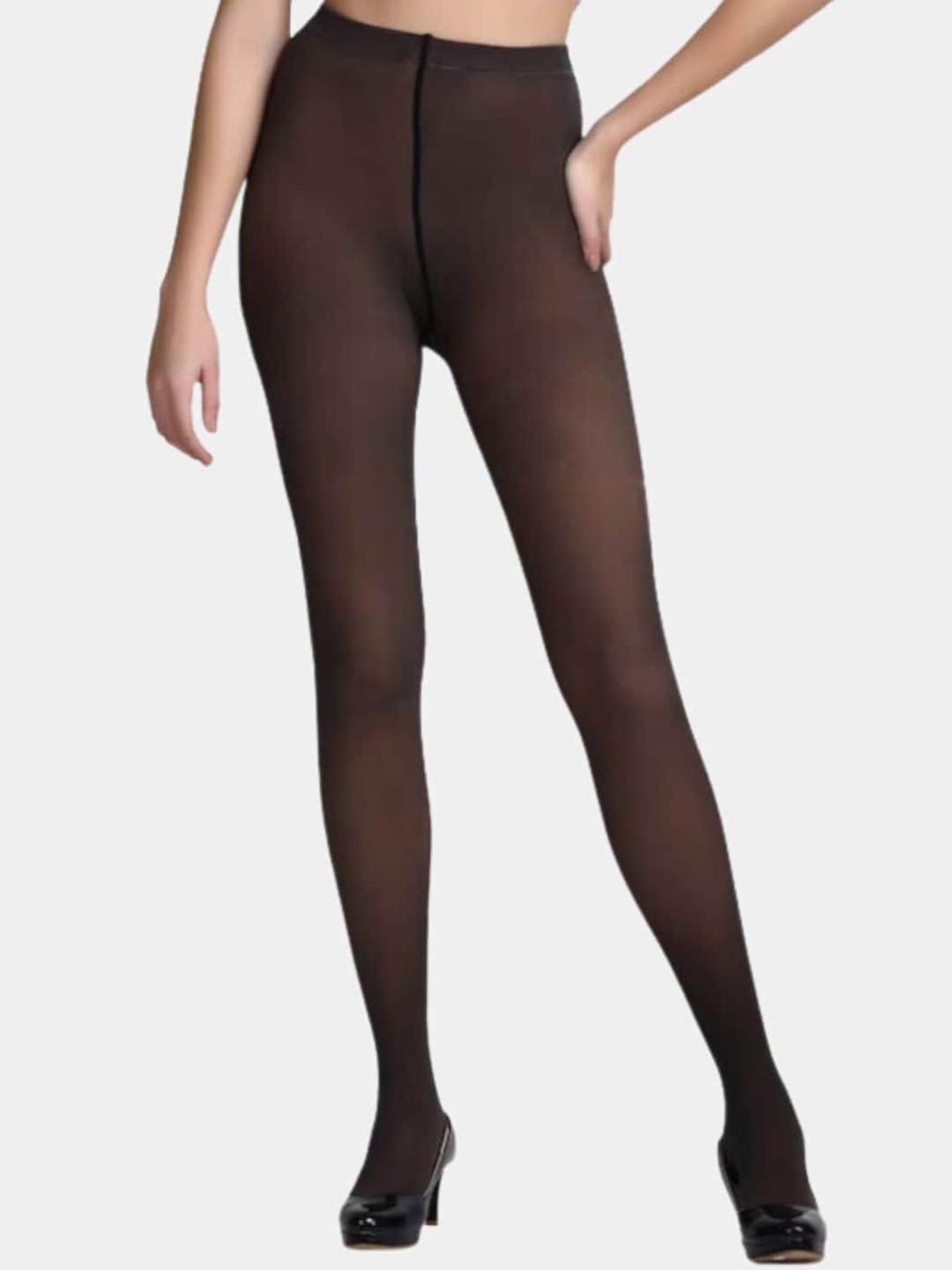 

SECRETS BY ZEROKAATA Dual-Tone High Waist Stretchable Summer Pantyhose Stockings, Black
