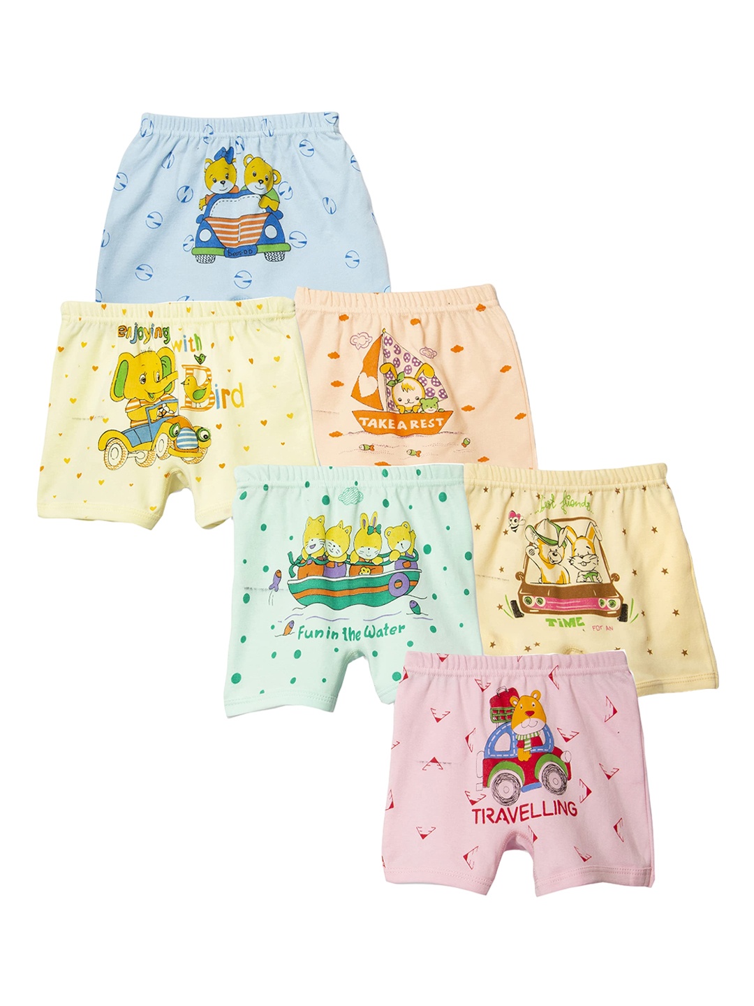 

Dowin Girls Assorted Pack Of 6 Printed Cotton Shorts