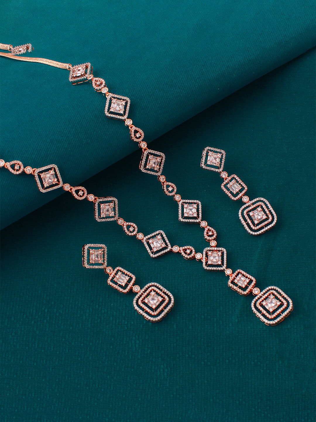 

Mirana Rose Gold-Plated Cubic Zirconia-Studded Jewellery Set