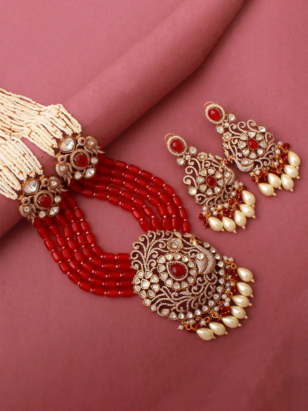 

Mirana Gold-Plated Stones Studded & Beaded Jewellery Set