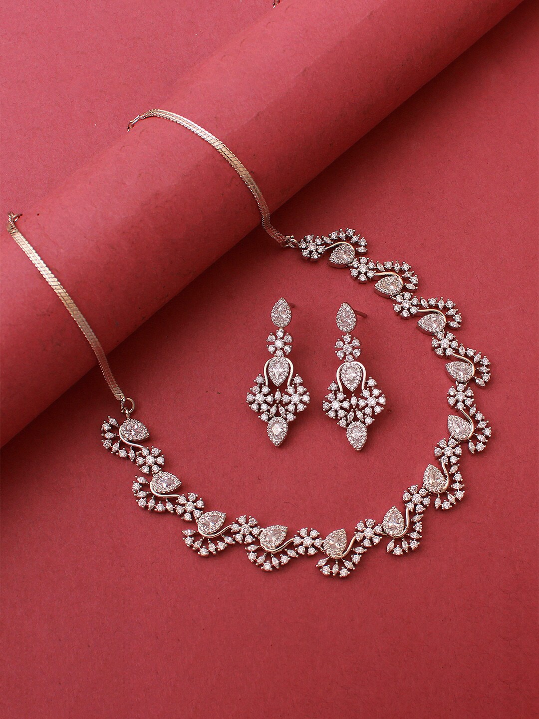 

Mirana Rhodium Plated Cubic Zirconia Jewellery Set, White