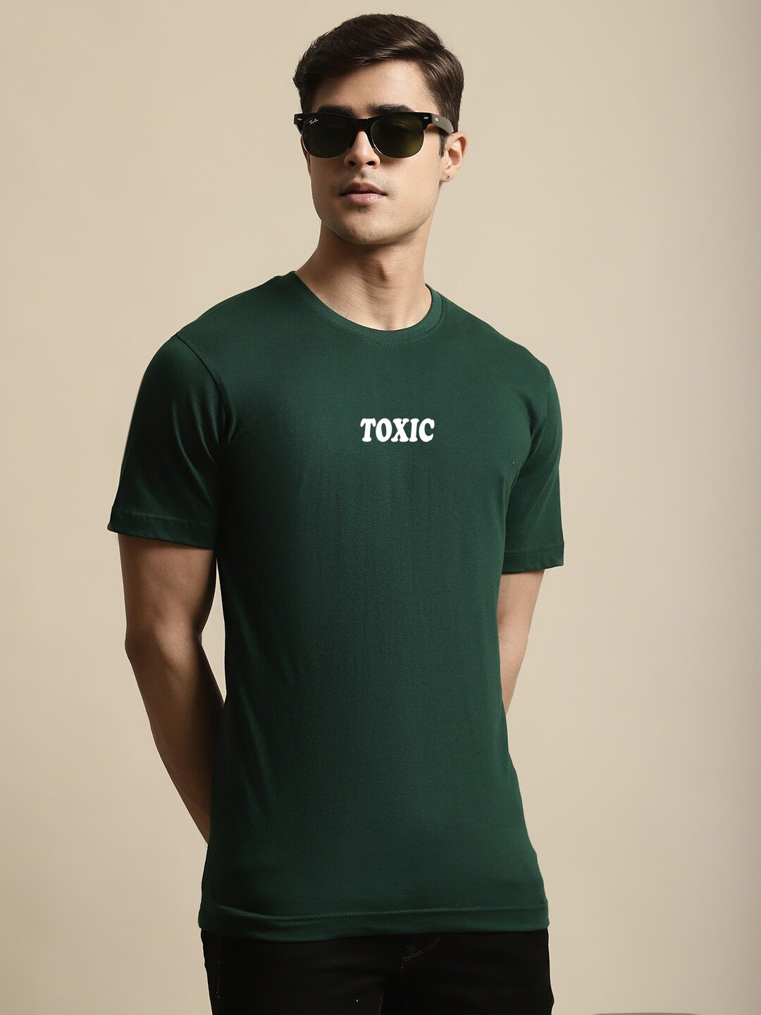 

Miaz Lifestyle Typography Printed Pure Cotton T-Shirt, Green