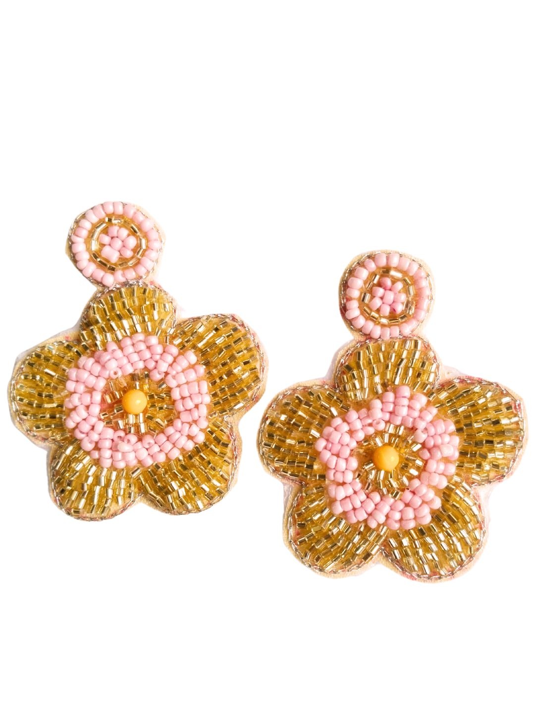 

Sangria Beaded Bohemian Floral Studs Earrings, Pink