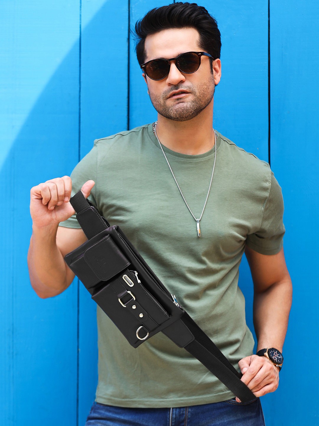 

INKMILAN Leather Waist Pouch, Black