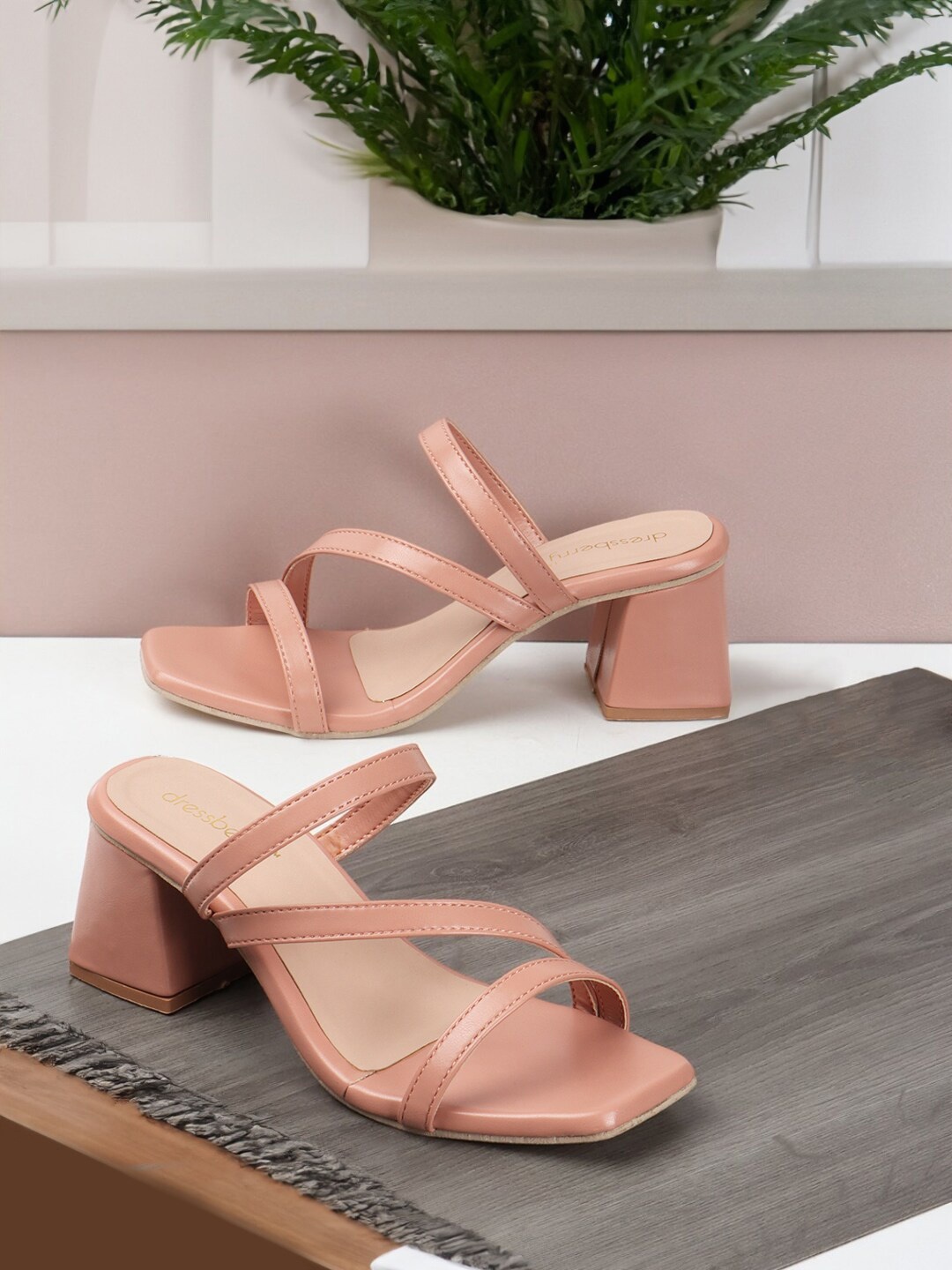 

DressBerry Pink Strappy Block Heels