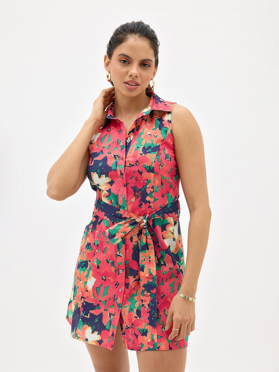

Virgio Floral Printed Shirt Dress, Multi