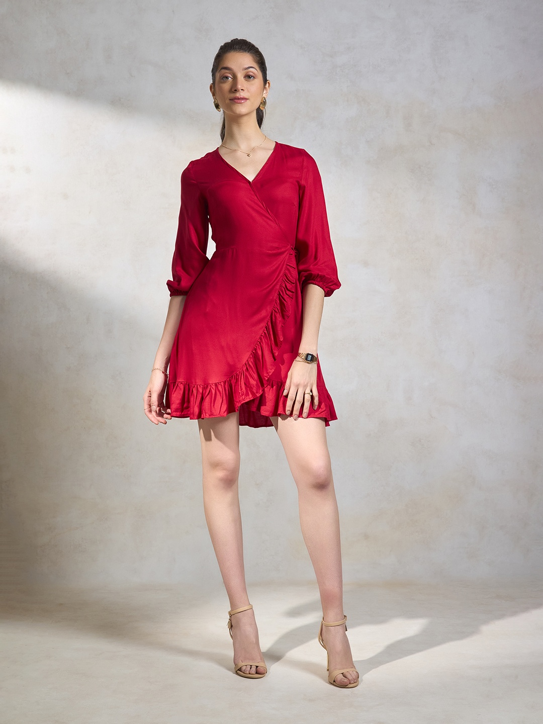 

Virgio V-Neck Fit & Flare Dress, Red