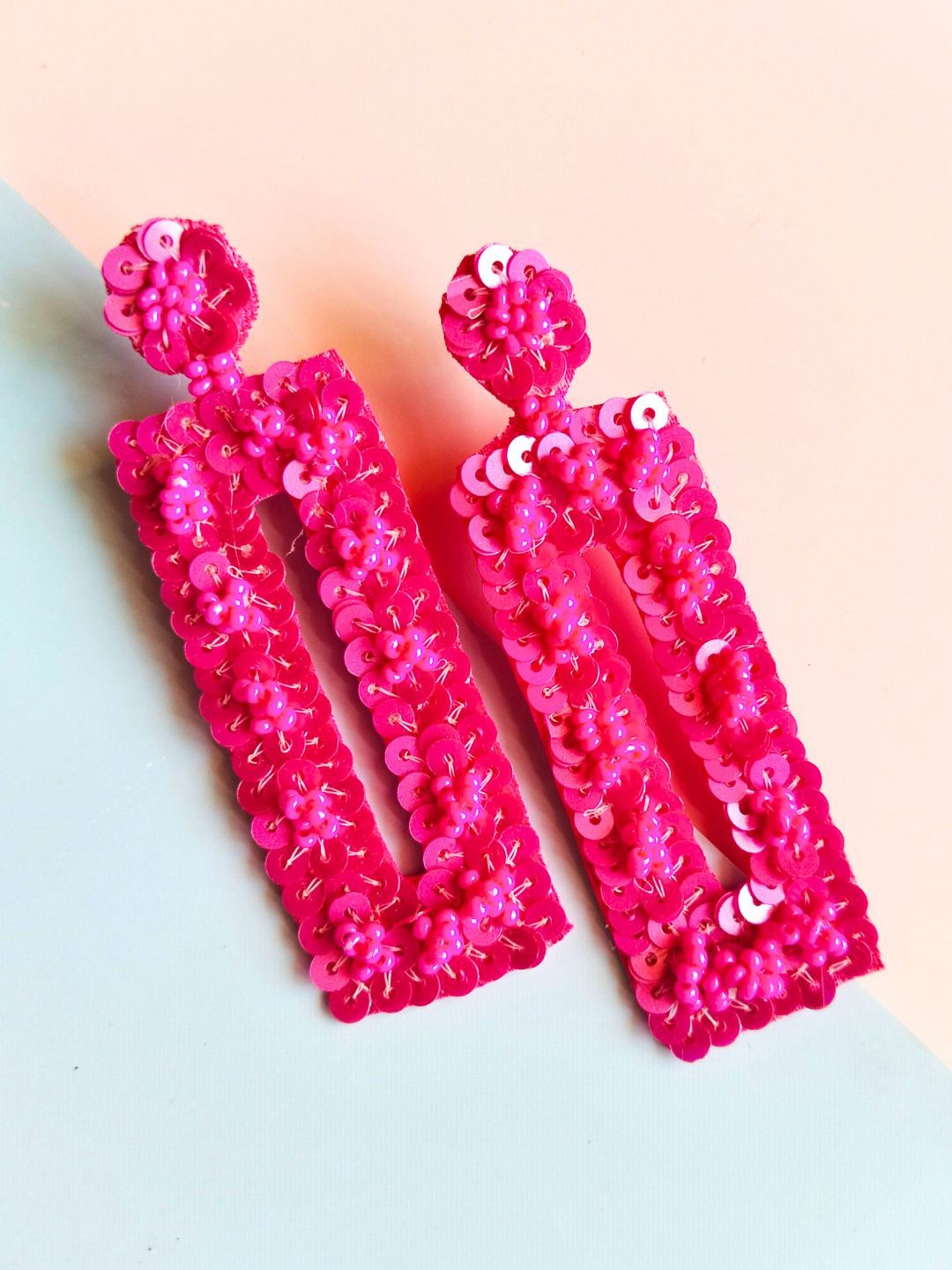 

Anouk Pink Beaded Contemporary Drop Earrings