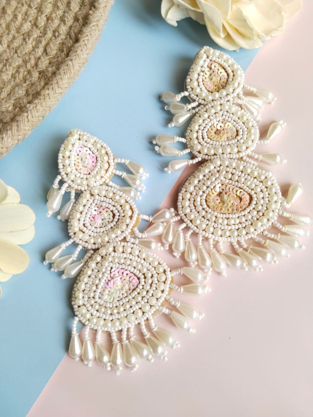 

Anouk White Contemporary Beaded Drop Earrings