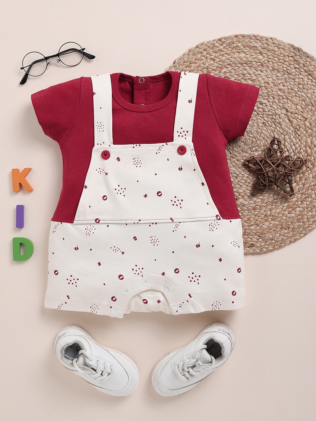 

Toonyport Infant Kids Floral Printed Pure Cotton Rompers, Red