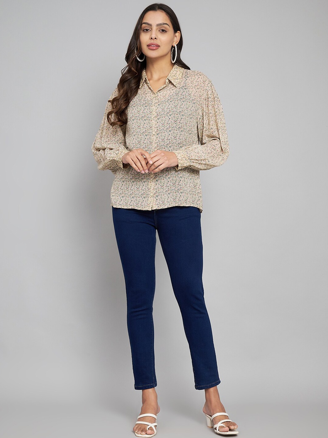 

Amagyaa Floral Printed Spread Long Sleeves Shirt, Cream