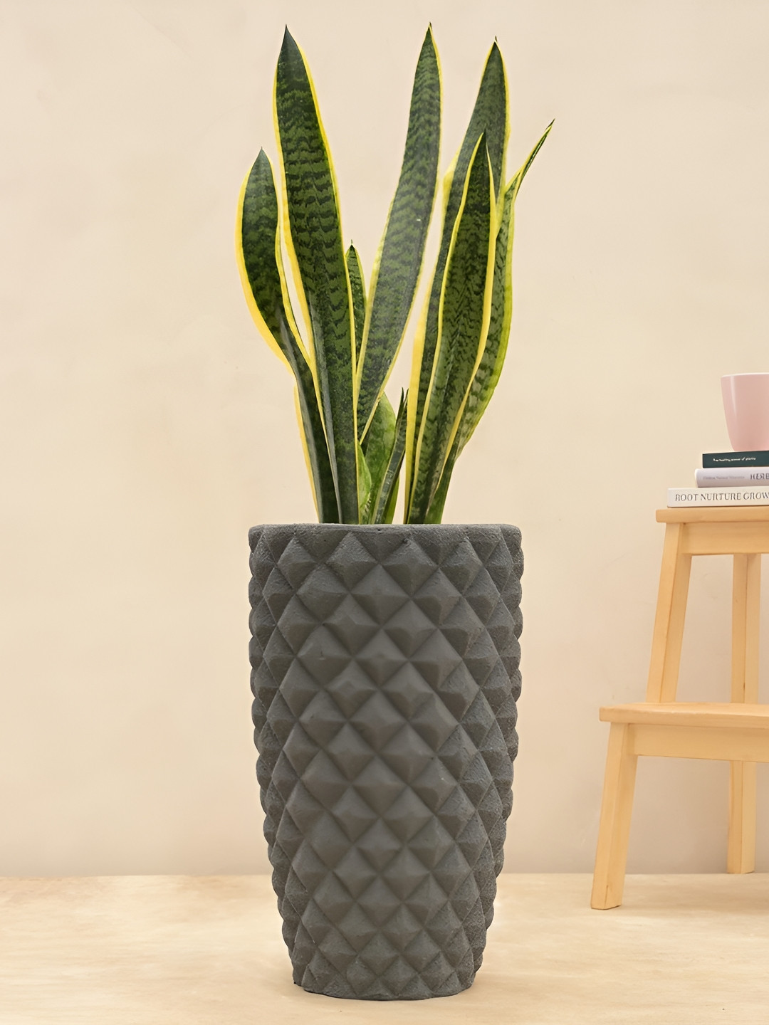 

UGAOO Grey Textured Small Planter