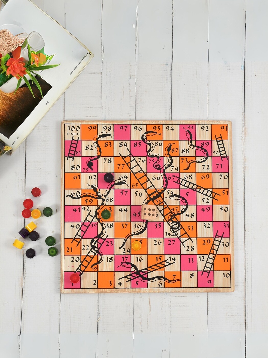 

CLIO'S HERITAGE STORE Ludo & Snake Ladder Activity Toys and Games, Pink