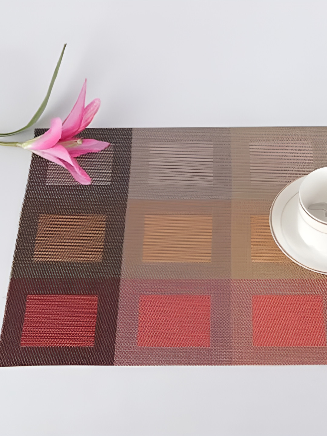 

TANLOOMS Orange & Brown 6-Pcs Textured Table Placemats