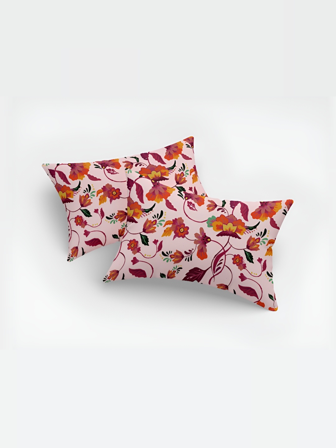

Astitva Pink & Yellow 2 Pcs Floral Rectangle Cushion Covers