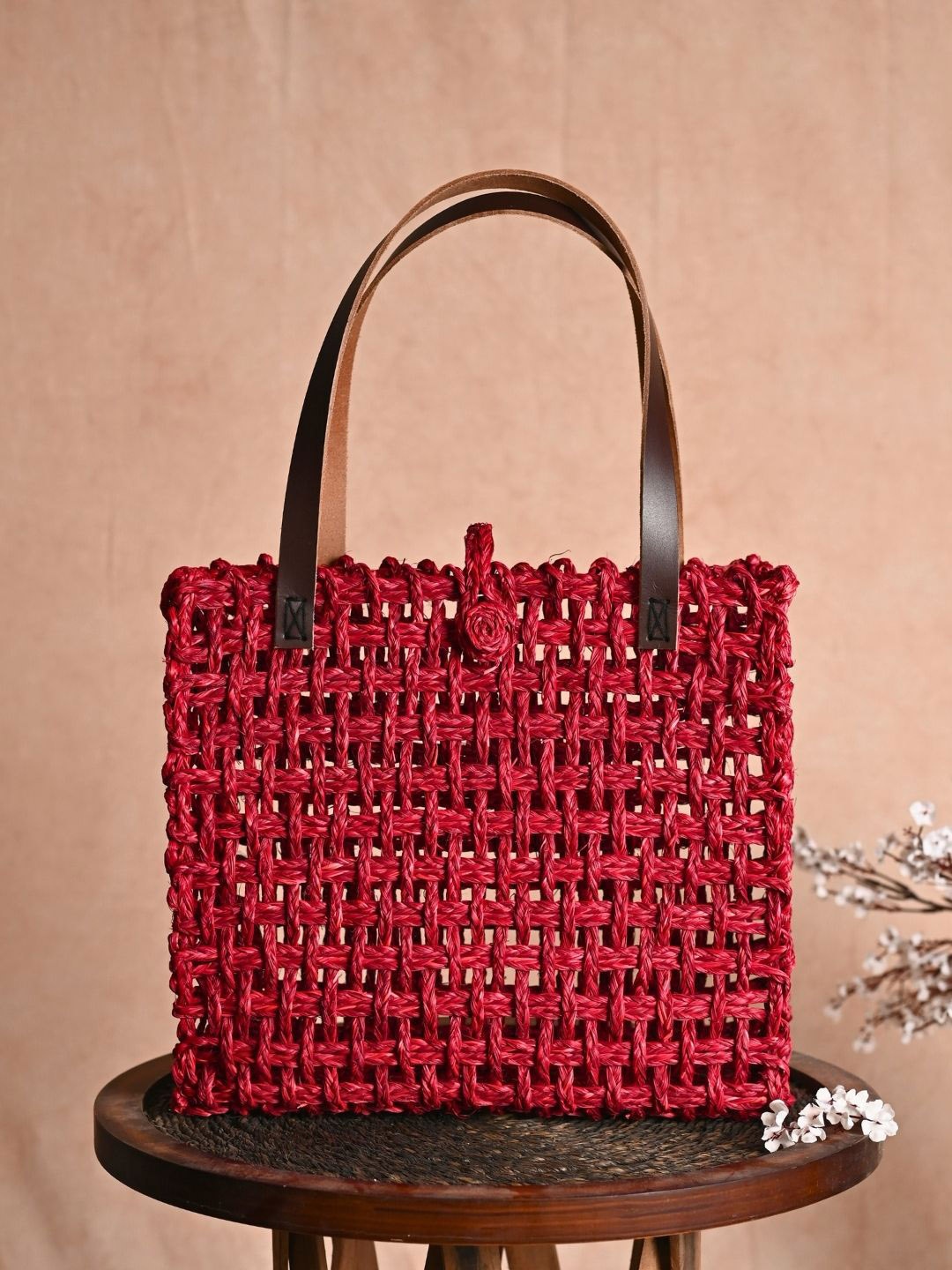 

KADAM HAAT Structured Shoulder Bag, Red