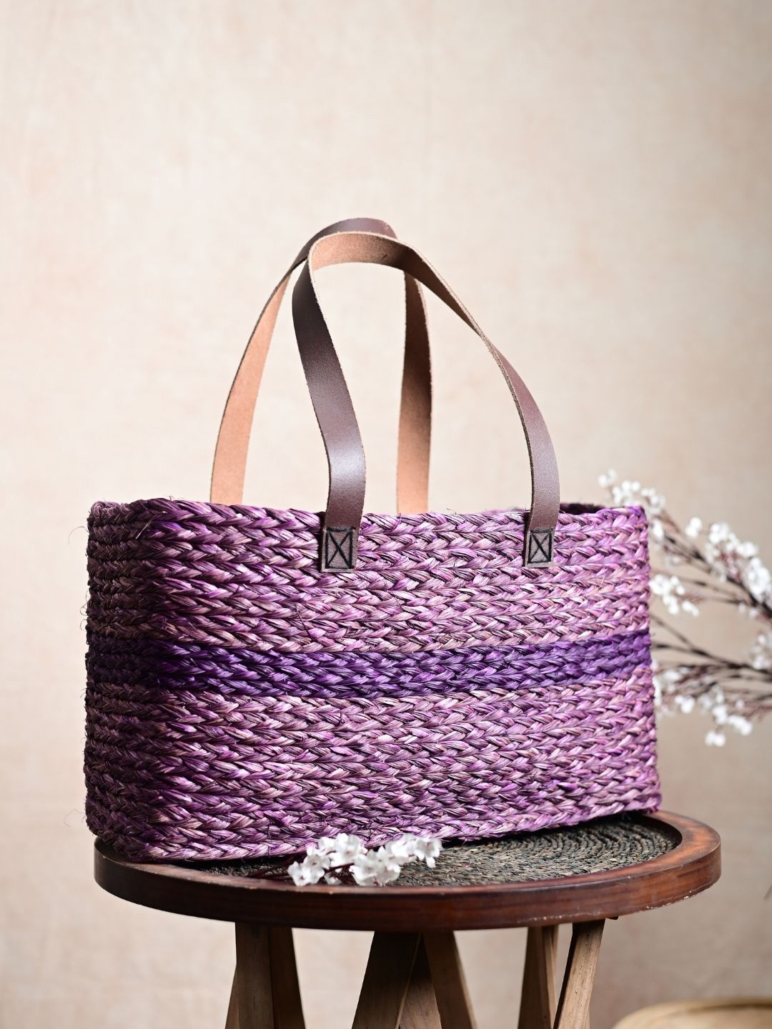 

KADAM HAAT Textured Antifungal Handmade Shopper Tote Bag, Lavender