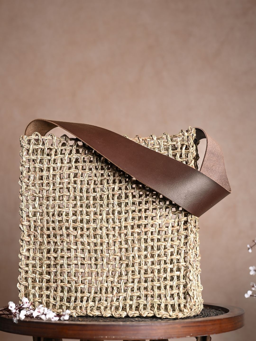 

KADAM HAAT Structured Sling Bag, Beige
