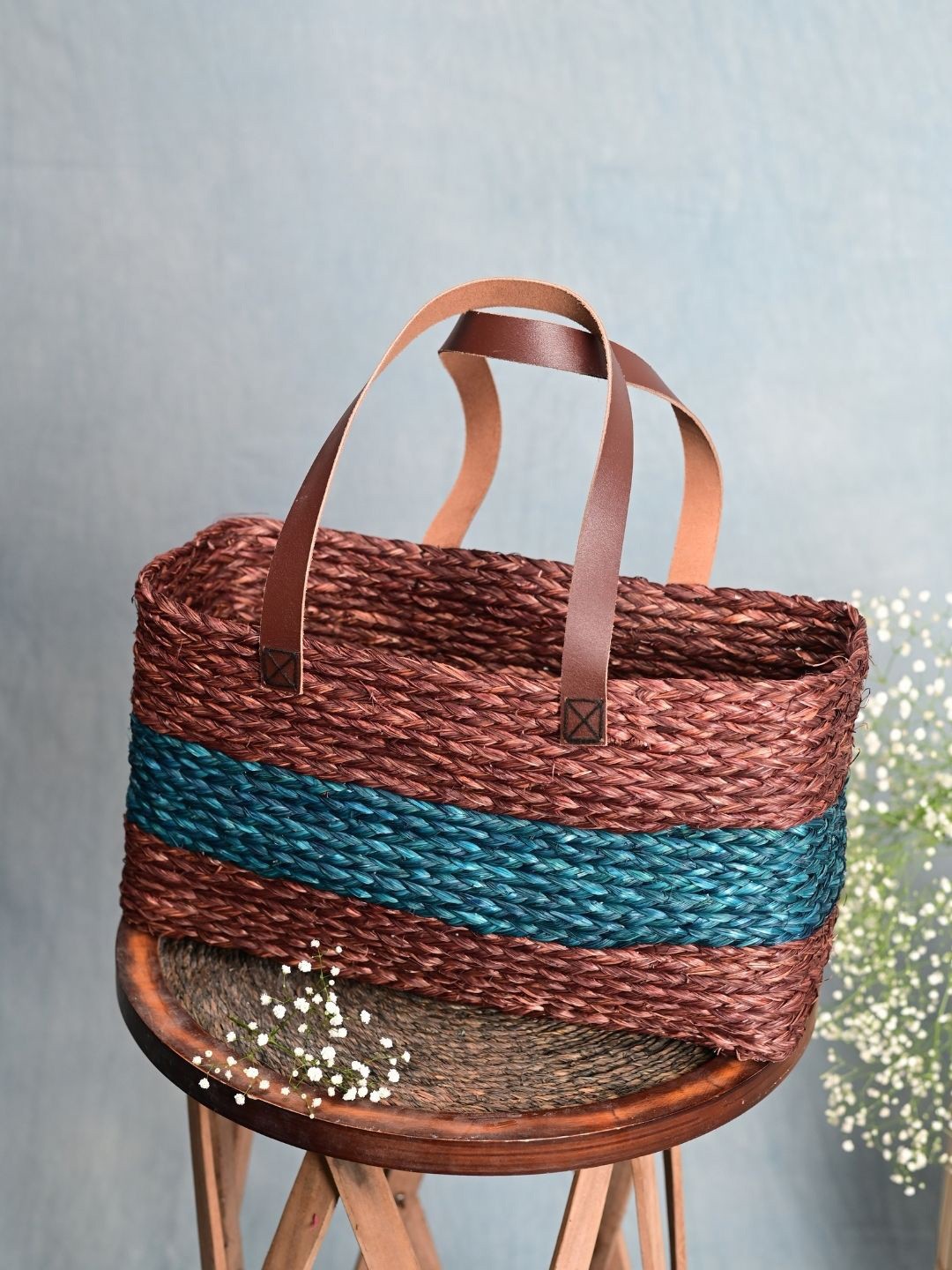 

KADAM HAAT Self Designed Sabai Grass Shopper Tote Bag, Brown